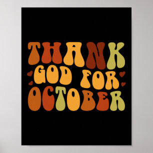 Poster Dieu merci pour octobre automne Halloween Thanksgi