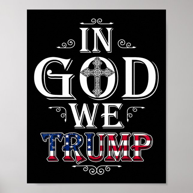 Poster Dieu nous Trump Drapeau américain 2024 Christie pa (Devant)