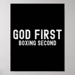 Poster Dieu Premier Boxe Deuxième - Amoureux Boxe Drôle