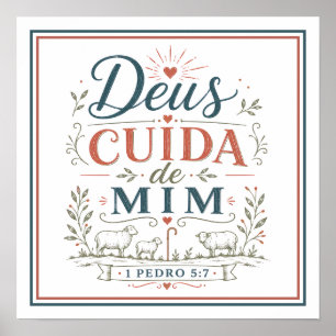 Poster Dieu Prend Soin de Moi Phrase Spirituelle Chrétien