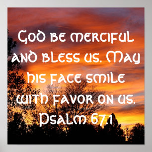Poster Dieu sois miséricordieux verset biblique Psaume 67