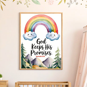 Poster Dieu tient ses promesses Christian Nursery Wall Ar