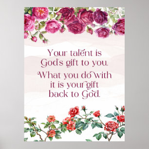 Poster Dieux Cadeau Est Votre Talent Rouge Violet Rose Ra