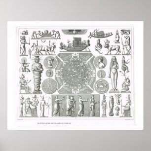 Poster Dieux égyptiens et symboles religieux