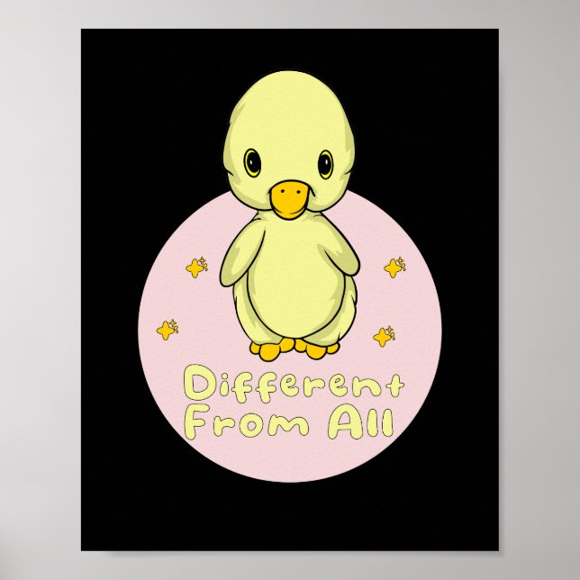 Poster Différent De Tous Kawaii Baby Duck Jaune & Rose (Devant)
