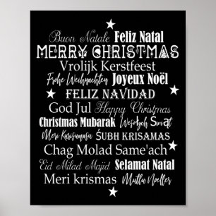 Poster Différents Langues De Joyeux Noël T Shirt
