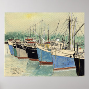 Poster Digby, la Nouvelle-Écosse, bateaux de pêche,