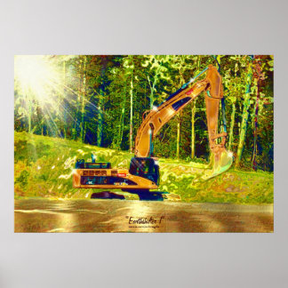 Poster Digger d'excavateur géomoteur avec projecteur avan