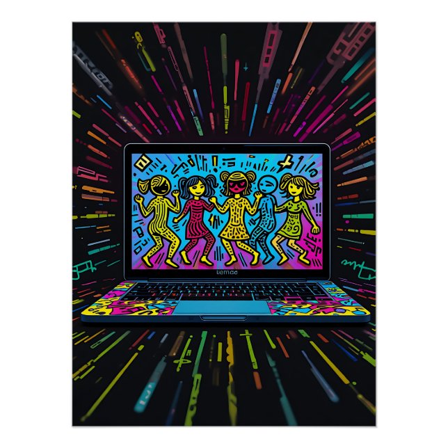 Poster Digital Graffiti: Pop Art Laptop (Devant)