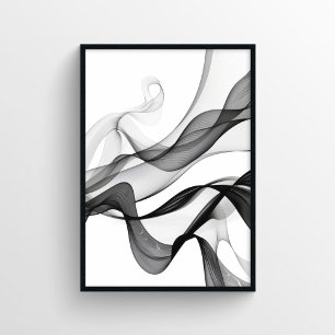 Poster Digital moderne Abstrait en noir et blanc