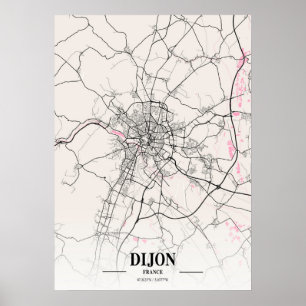 Poster Dijon - France Carte de la ville napolitaine