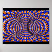 Poster d'illusion optique 3D orange et bleu