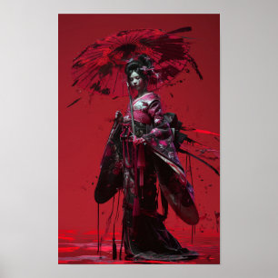 Poster d'illustration de fille de style japonais