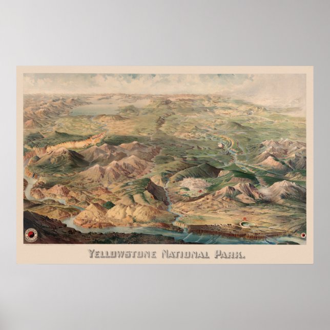 Poster d'illustration vintage Yellowstone (Devant)