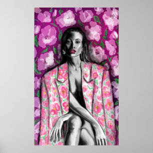 Poster d'Imaginaire Floral Femme Imprimer - Peintu