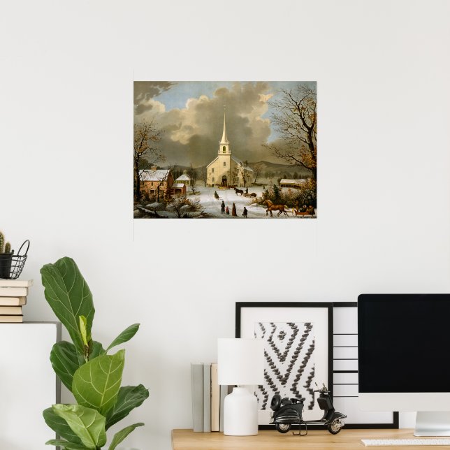 Poster Dimanche d'hiver dans les temps anciens (Bureau à domicile)