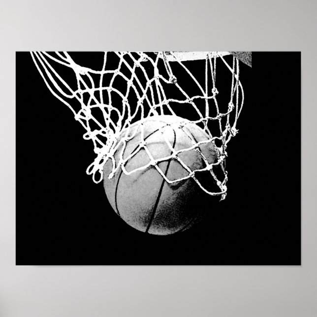 Poster d'impression Black White Basketball (Devant)