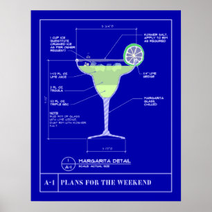 Poster d'impression bleu Margarita