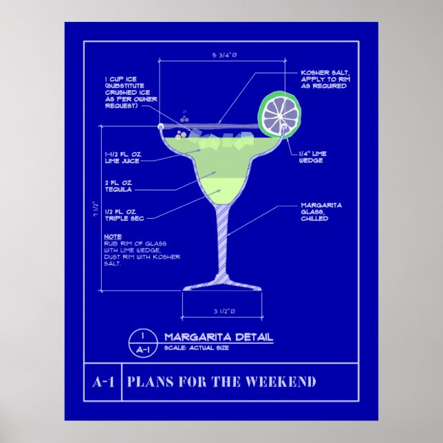 Poster d'impression bleu Margarita (Devant)