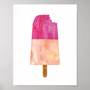 poster d'impression d'aquarelle popsicle crème gla