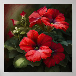 Poster d'impression d'art à la Fleur Rouge Petunia