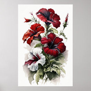 Poster d'impression d'art à la Fleur Rouge Petunia