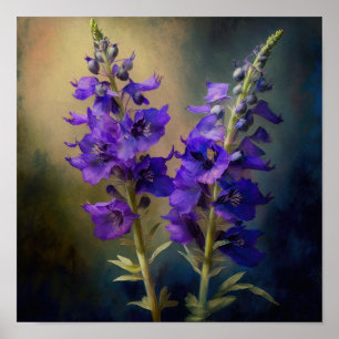 Poster d'impression d'art de la fleur de Larkspur