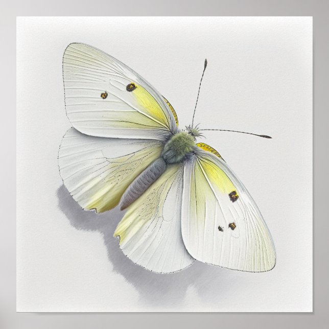 Poster d'impression d'Art Papillon Chou Blanc (Devant)