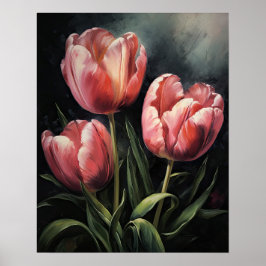 Poster d'impression d'art rose Tulip Fleurs