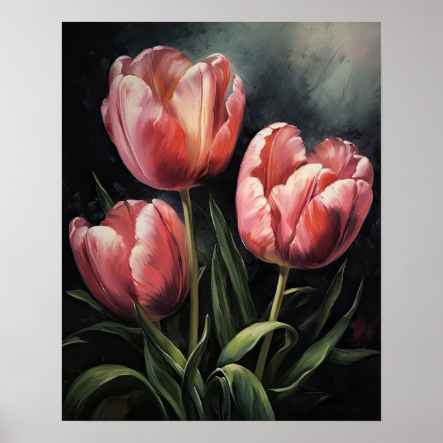 Poster d'impression d'art rose Tulip Fleurs (Devant)