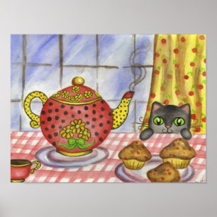 Poster d'impression d'Art Teapot Cat