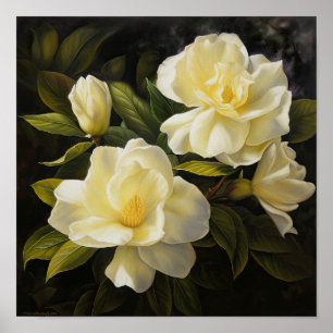 Poster d'impression de fleurs de Gardenias jaunes
