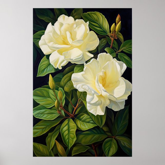 Poster d'impression de fleurs de Gardenias jaunes (Devant)
