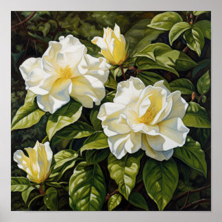 Poster d'impression de fleurs de Gardenias jaunes