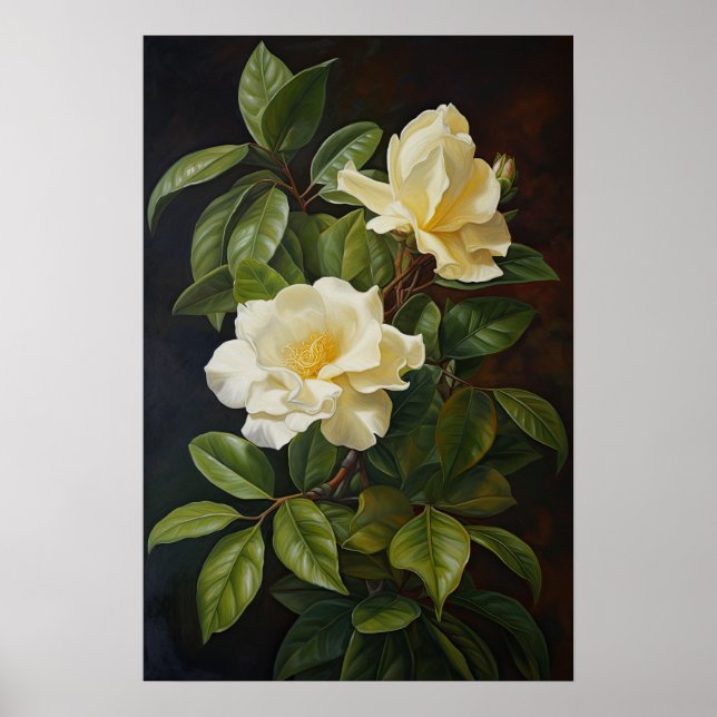 Poster d'impression de fleurs de Gardenias jaunes (Devant)