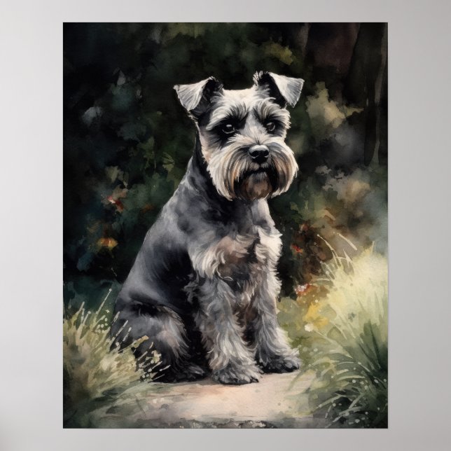 Poster d'impression de l'art Chien Schnauzer Minia (Devant)