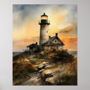 Poster d'impression de l'art côtier du phare