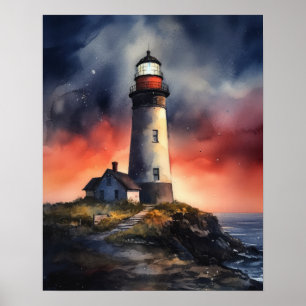 Poster d'impression de l'art côtier du phare