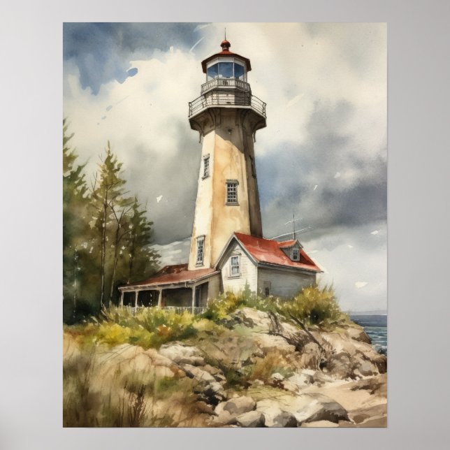 Poster d'impression de l'art côtier du phare (Devant)
