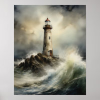 Poster d'impression de l'art côtier du phare