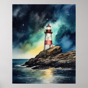 Poster d'impression de l'art côtier du phare