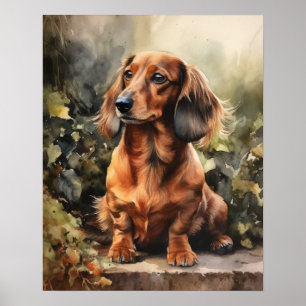 Poster d'impression de l'art de chien mignon Dachs
