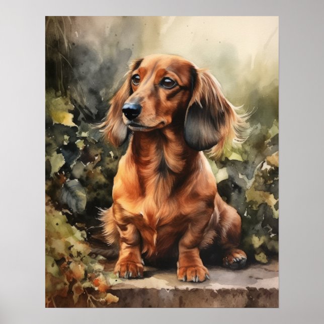 Poster d'impression de l'art de chien mignon Dachs (Devant)