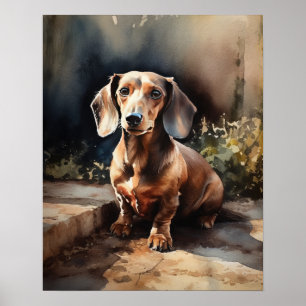 Poster d'impression de l'art de chien mignon Dachs