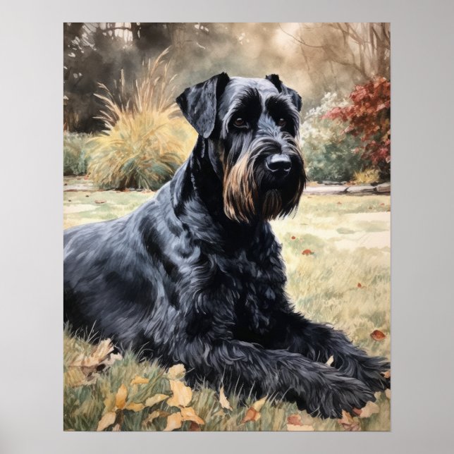 Poster d'impression de l'art de chien Schnauzer (Devant)
