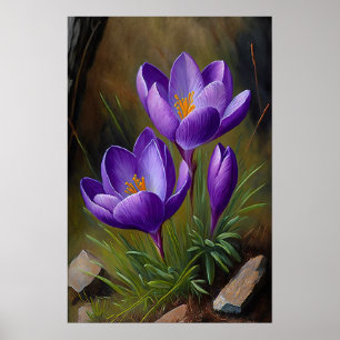 Poster d'impression de l'art de fleurs de crocus v