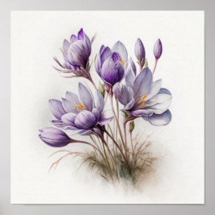 Poster d'impression de l'art de fleurs de crocus v
