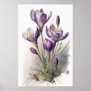 Poster d'impression de l'art de fleurs de crocus v