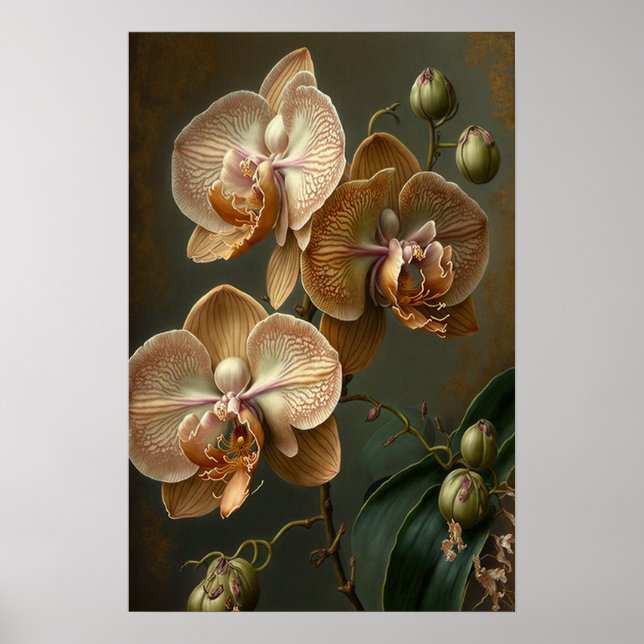 Poster d'impression de l'art de l'orchidée blanche (Devant)