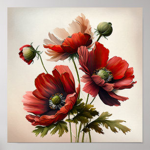 Poster d'impression de l'art des fleurs d'anémones